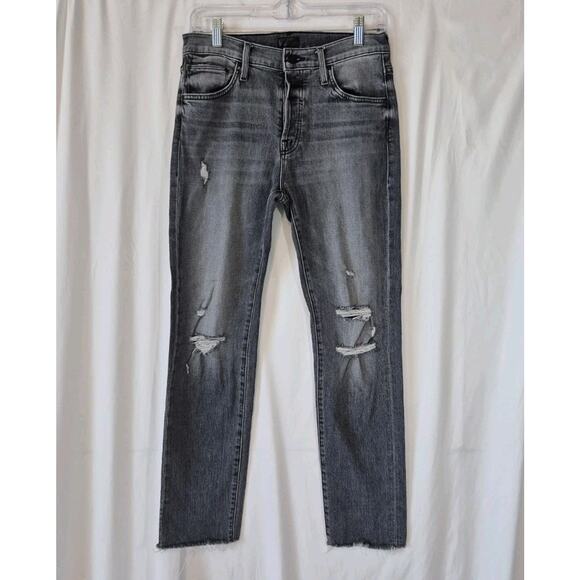 Mother The Scrapper Cuff Ankle Fray Jeans In Unstitched In The Dark 25 - Picture 5 of 11